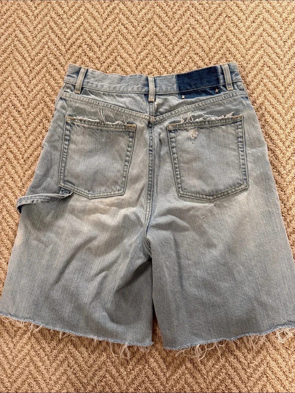 Golden Goose Light Blue Distressed Denim Shorts